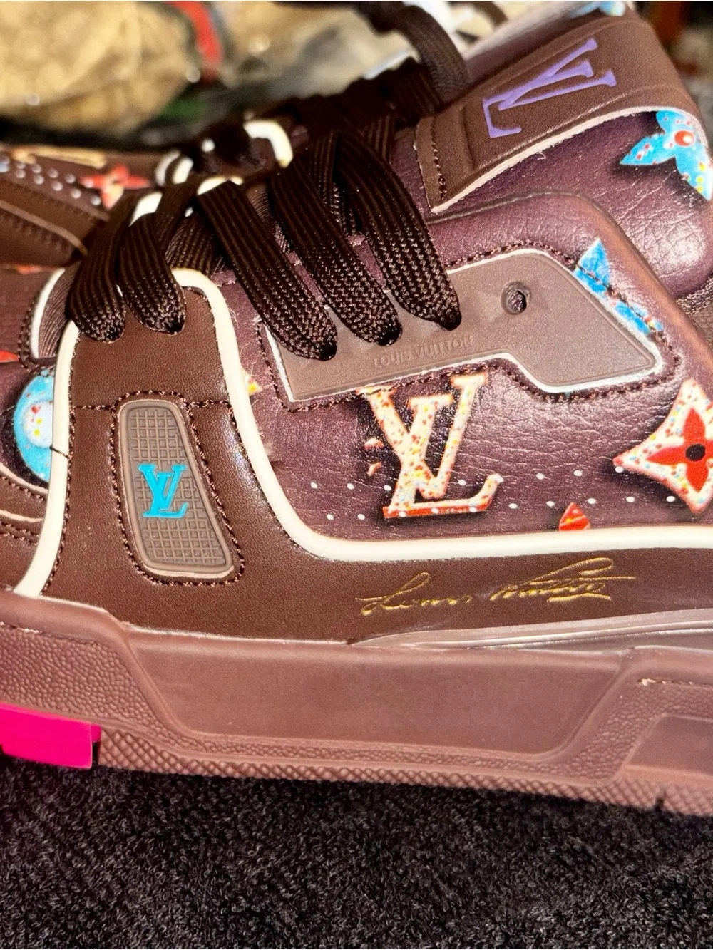 Louis Vuitton Brown Monogram Accent Sneakers